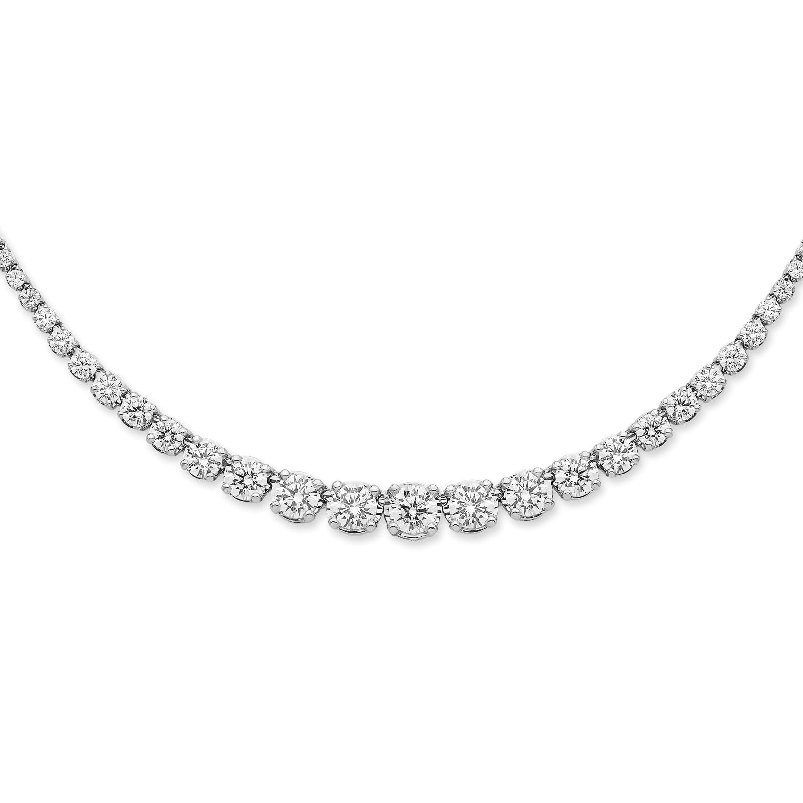 Mayors 18K White Gold 10.00cttw Diamond Graduated Line Necklace