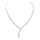 18K White Gold 1.32cttw Pear & Round Brilliant Cut Diamond Choker Necklace