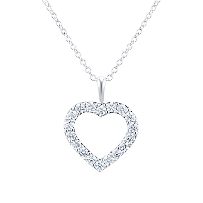 Mayors 18k White Gold 0.50ct Heart Pendant