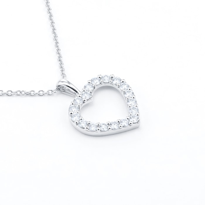 Mayors 18k White Gold 0.50ct Heart Pendant