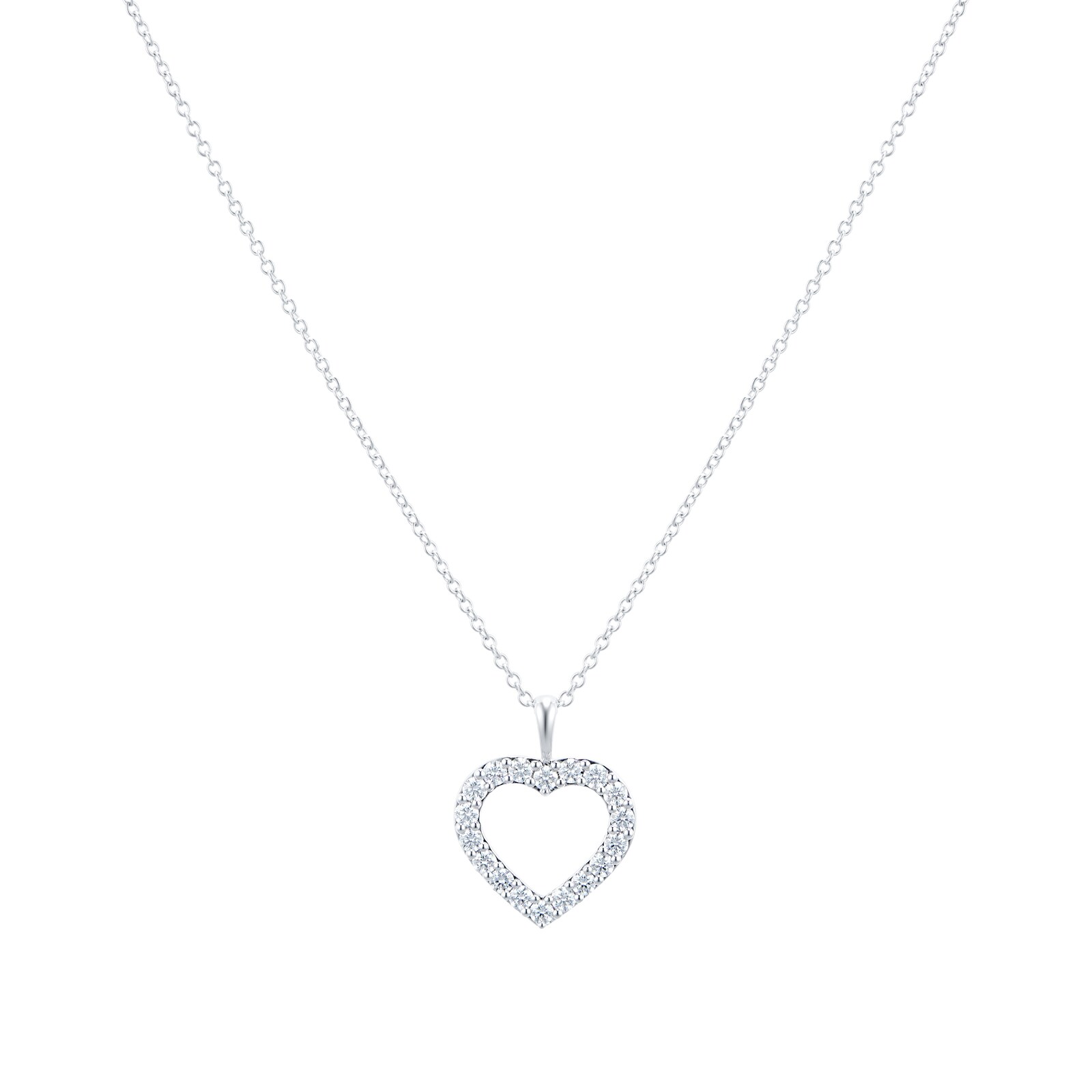 Mayors 18k White Gold 0.50ct Heart Pendant
