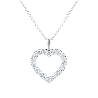 Mayors 18k White Gold 1.00ct Heart Pendant