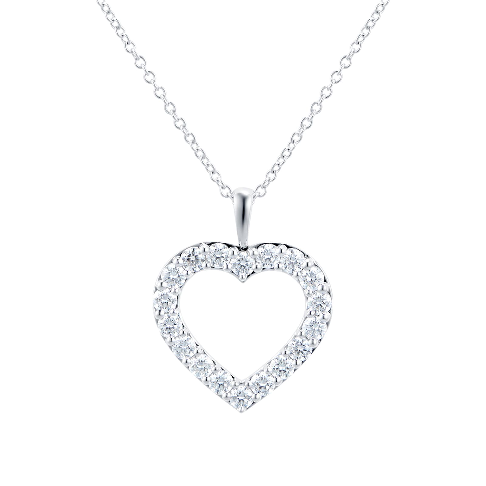 Mayors 18k White Gold 1.00ct Heart Pendant