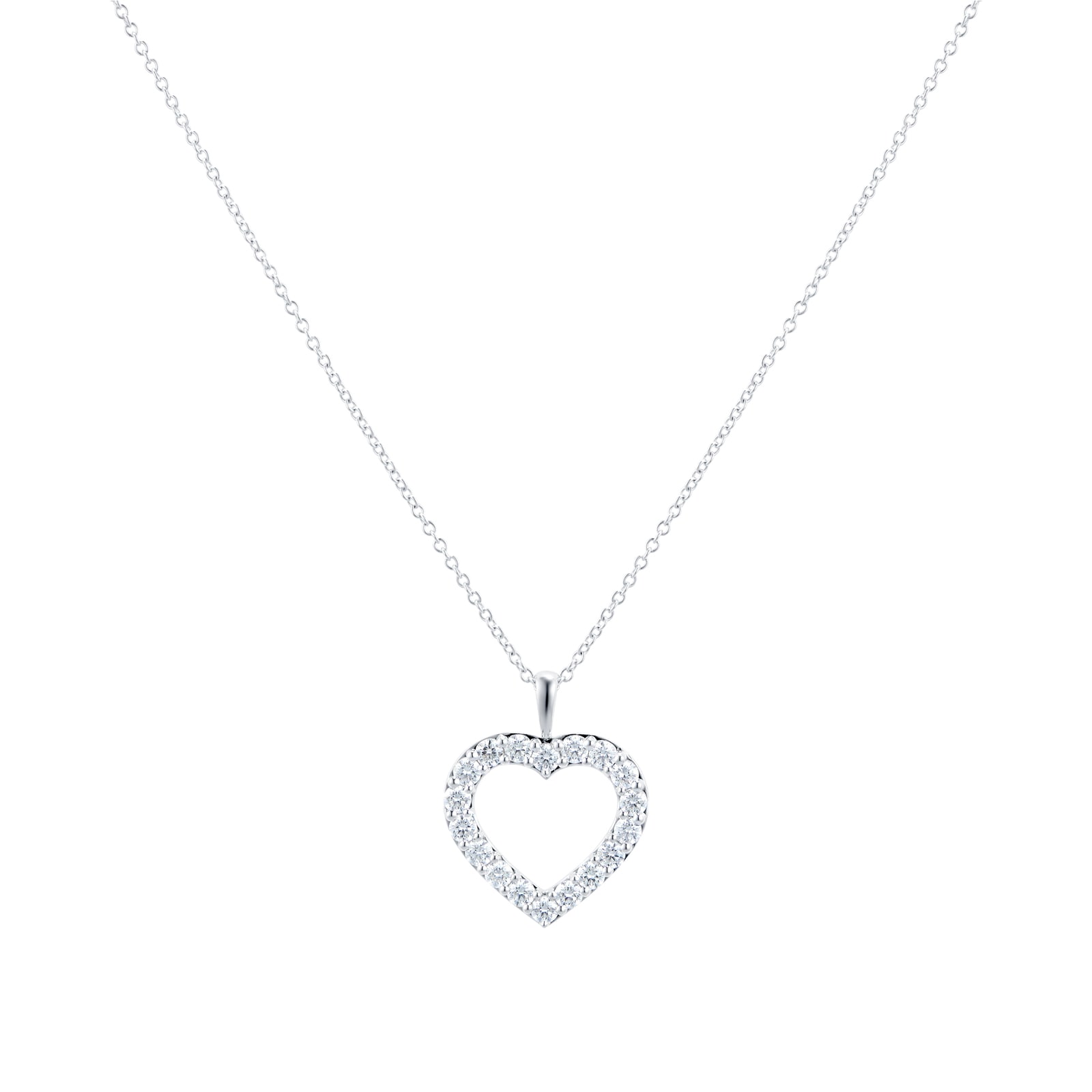 Mayors 18k White Gold 1.00ct Heart Pendant