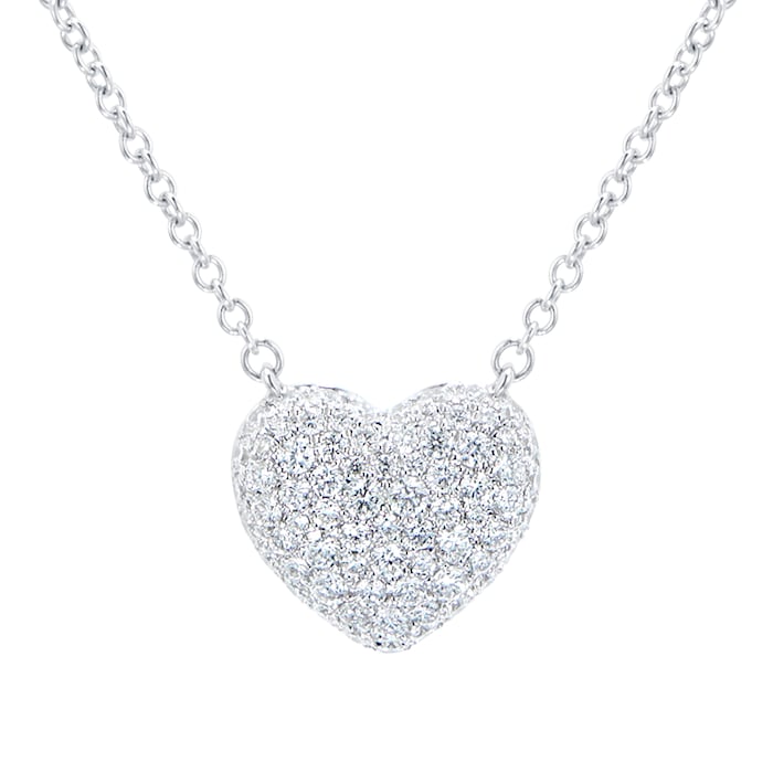 Mayors 18k White Gold 0.50ct Pave Heart Pendant