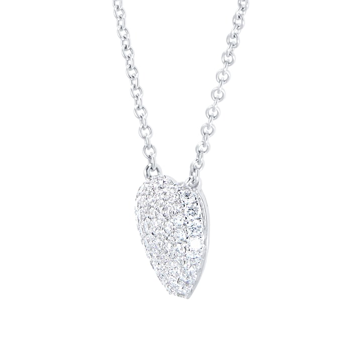 Mayors 18k White Gold 0.50ct Pave Heart Pendant