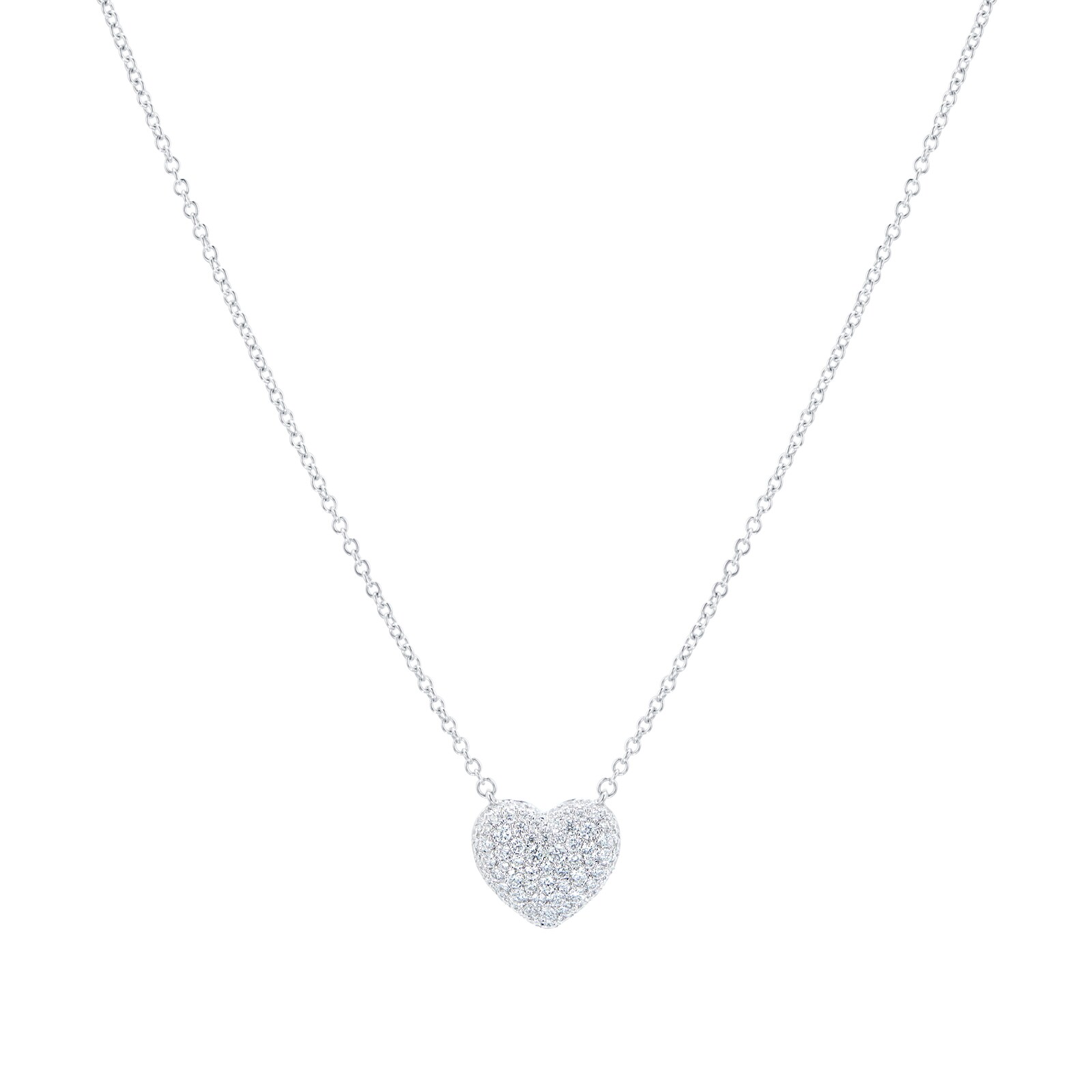 Mayors 18k White Gold 0.50ct Pave Heart Pendant