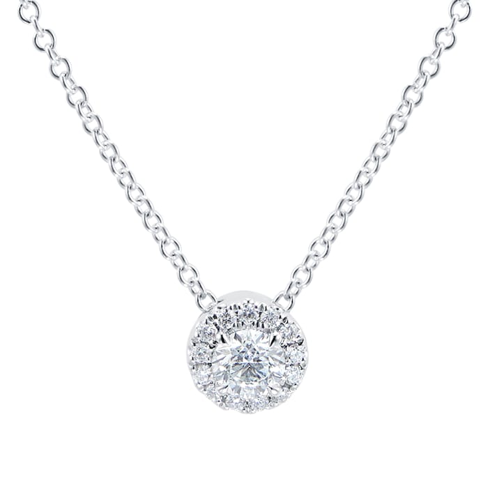 Mayors 18k White Gold 0.30ct Single Halo Pendant