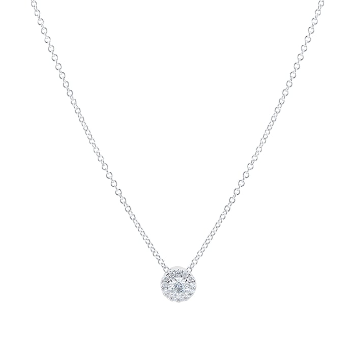 Mayors 18k White Gold 0.30ct Single Halo Pendant