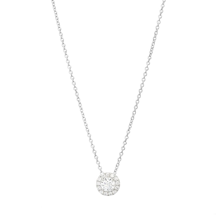 Mayors 18k White Gold 0.50ct Single Halo Pendant