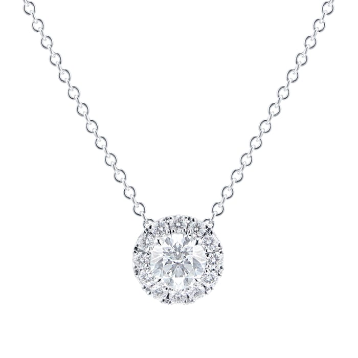 Mayors 18k White Gold 0.75ct Single Halo Pendant