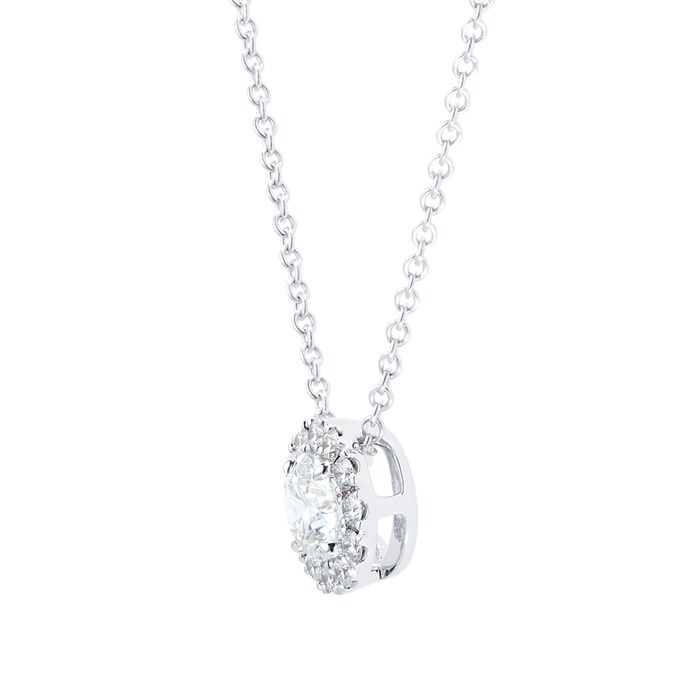 Mayors 18k White Gold 0.75ct Single Halo Pendant