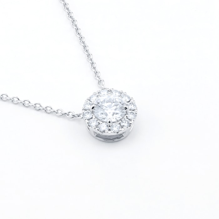 Mayors 18k White Gold 0.75ct Single Halo Pendant