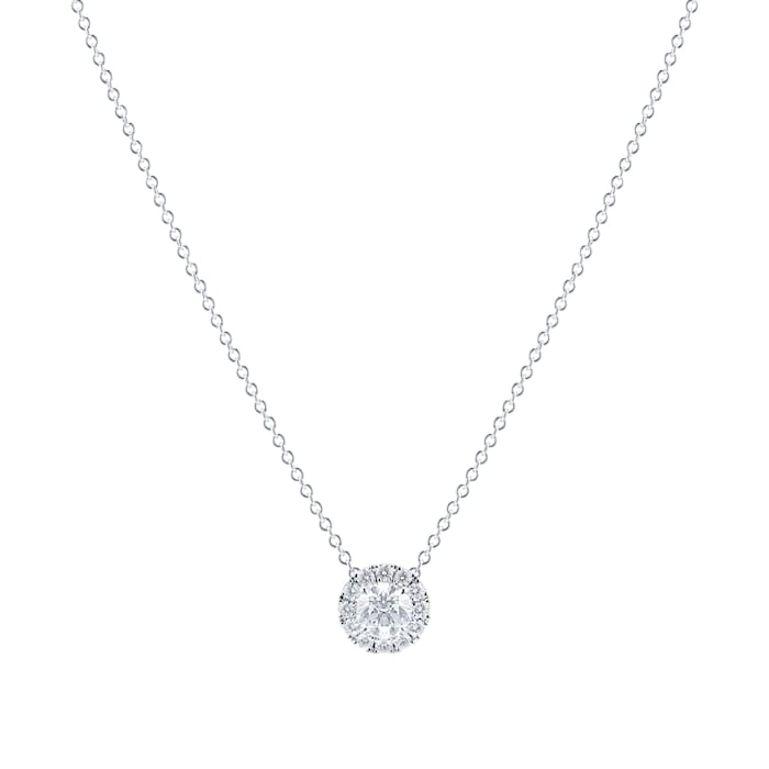 Mayors 18k White Gold 0.75ct Single Halo Pendant