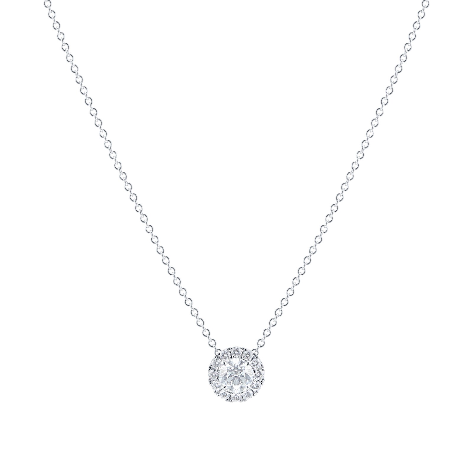 Mayors 18k White Gold 0.75ct Single Halo Pendant