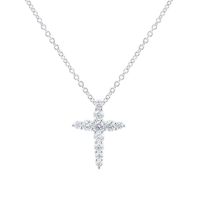 Mayors 18k White Gold 0.39ct Cross Pendant