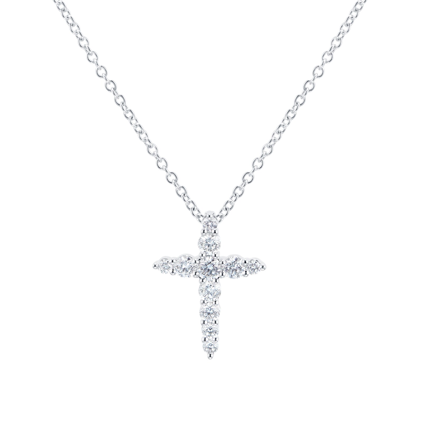 Mayors 18k White Gold 0.39ct Cross Pendant