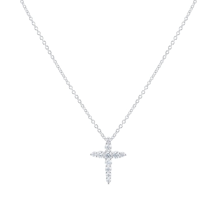 Mayors 18k White Gold 0.39ct Cross Pendant