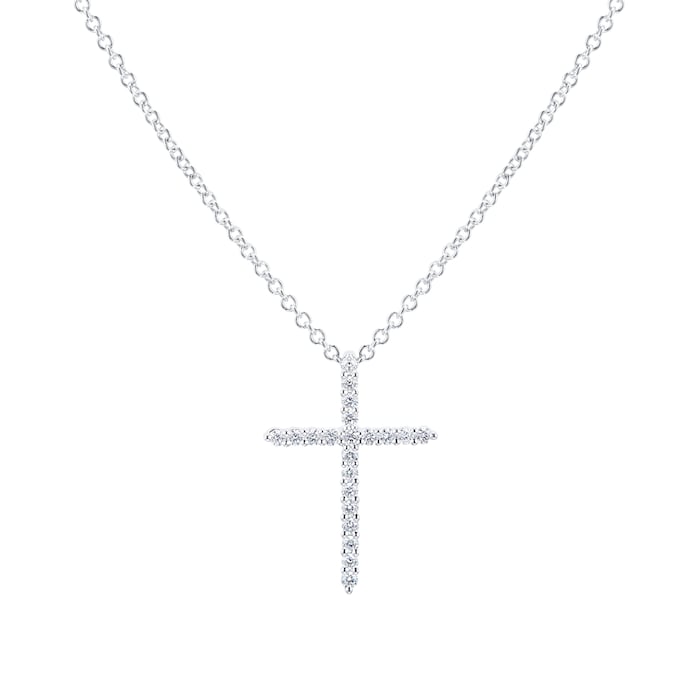 Mayors 18k White Gold 0.18cttw Cross Pendant