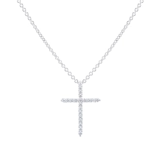 Mayors 18k White Gold 0.18cttw Cross Pendant