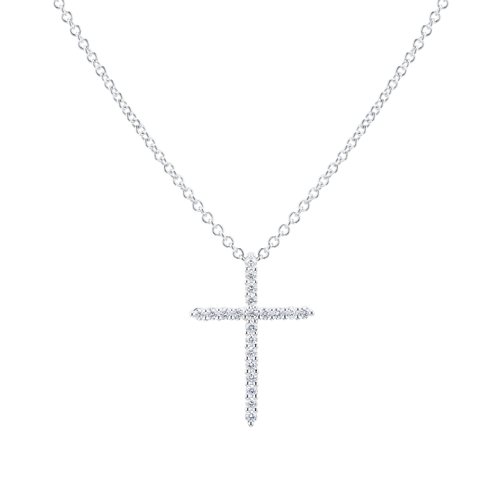 Mayors 18k White Gold 0.18cttw Cross Pendant