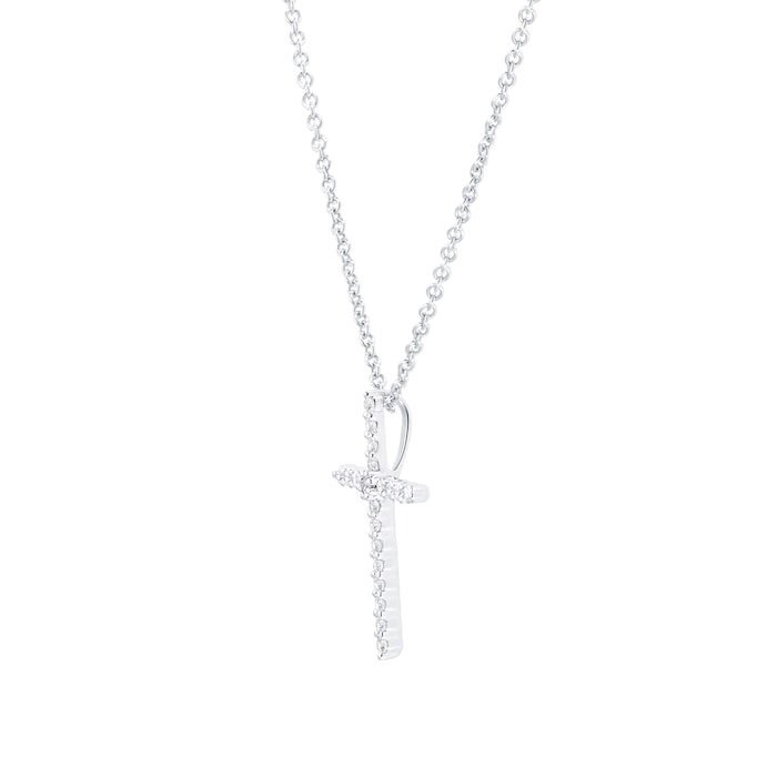 Mayors 18k White Gold 0.18cttw Cross Pendant