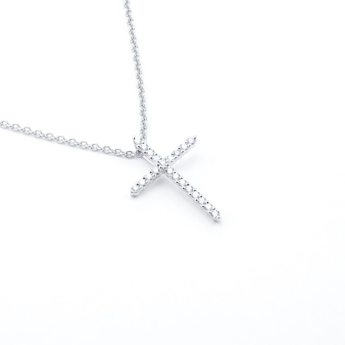 Mayors 18k White Gold 0.18cttw Cross Pendant