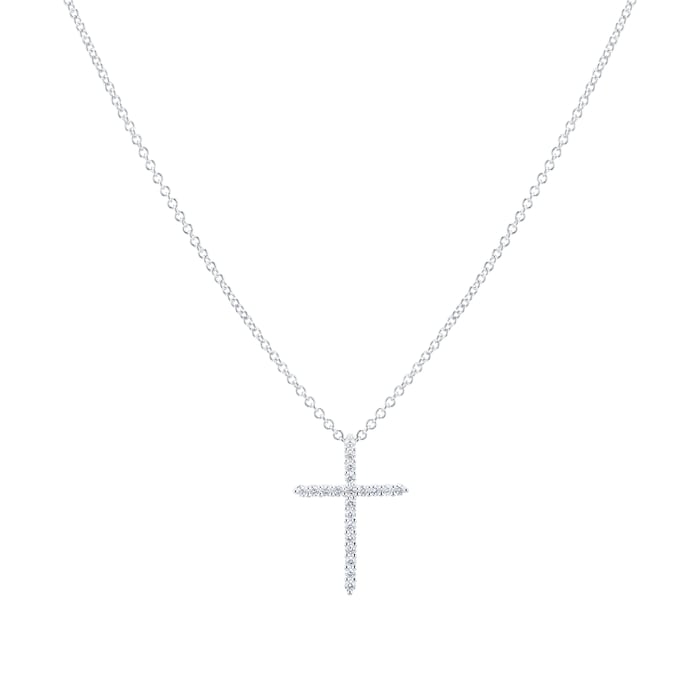 Mayors 18k White Gold 0.18cttw Cross Pendant