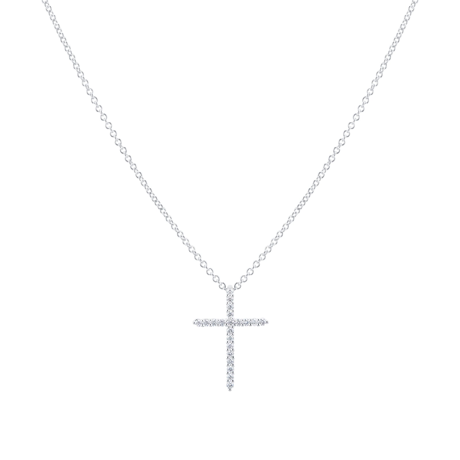 Mayors 18k White Gold 0.18cttw Cross Pendant