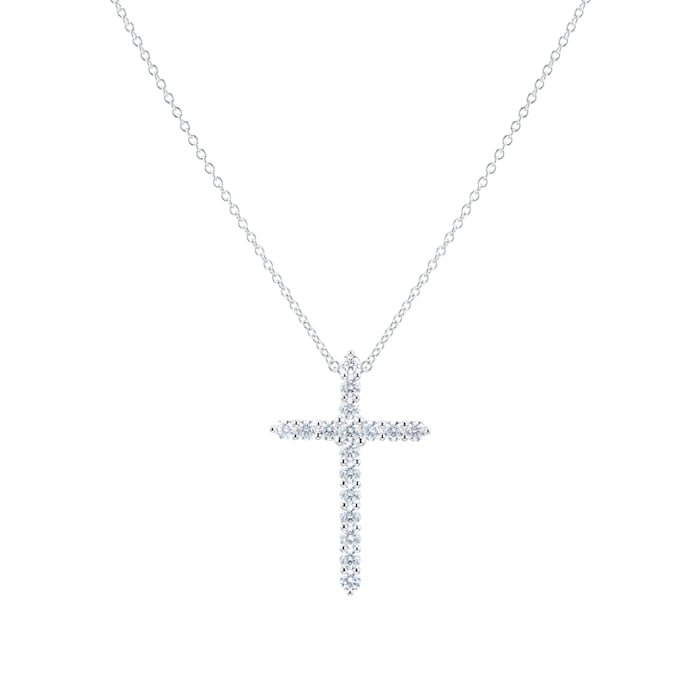 Mayors 18k White Gold 0.95ct Large Cross Pendant