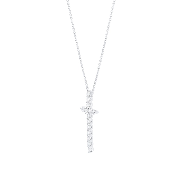 Mayors 18k White Gold 0.95ct Large Cross Pendant