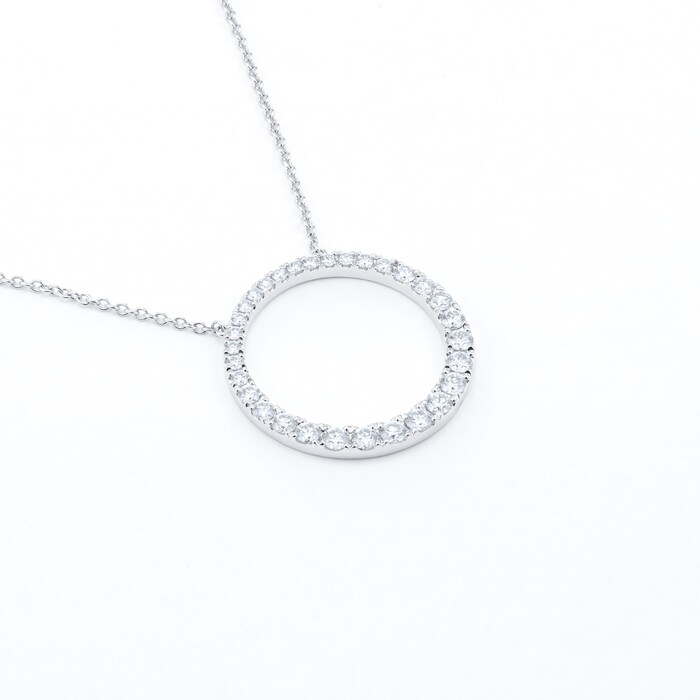 Mayors 18k White Gold 0.98ct Grad Circle Pendant