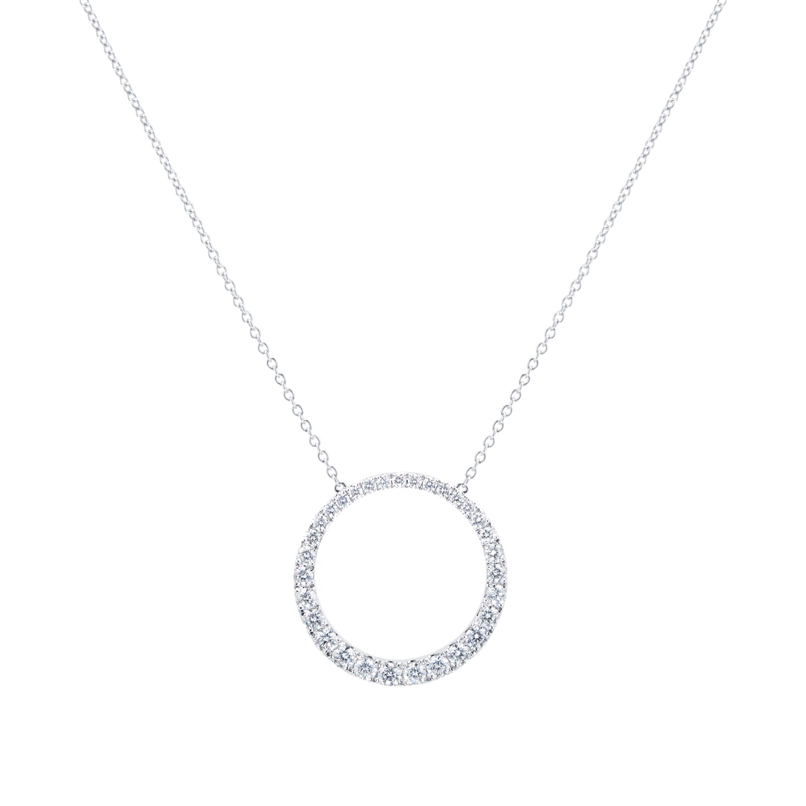 Mayors 18k White Gold 0.98ct Grad Circle Pendant
