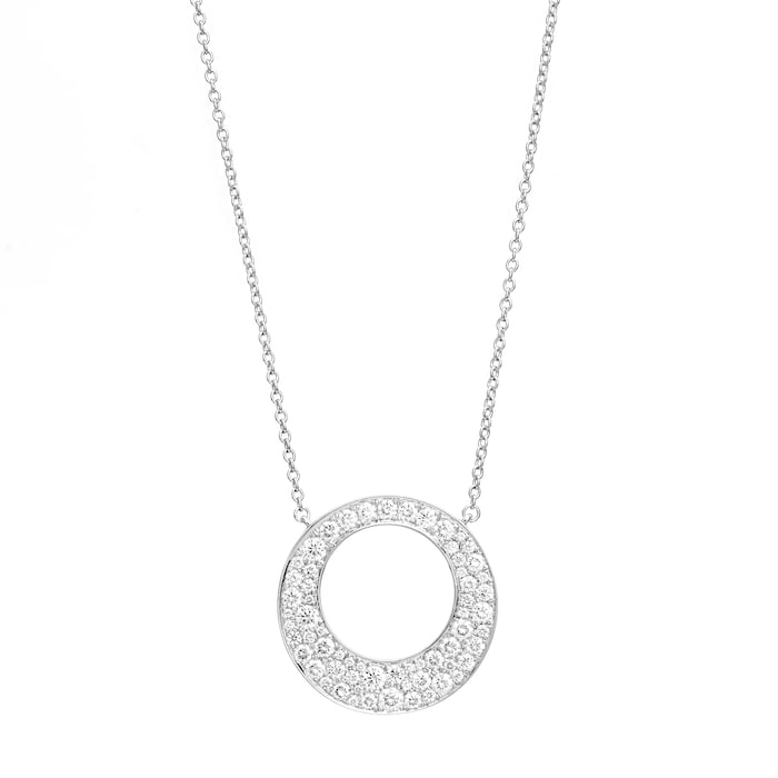 Mayors 18k White Gold 1.01ct Circle Pave Pendant