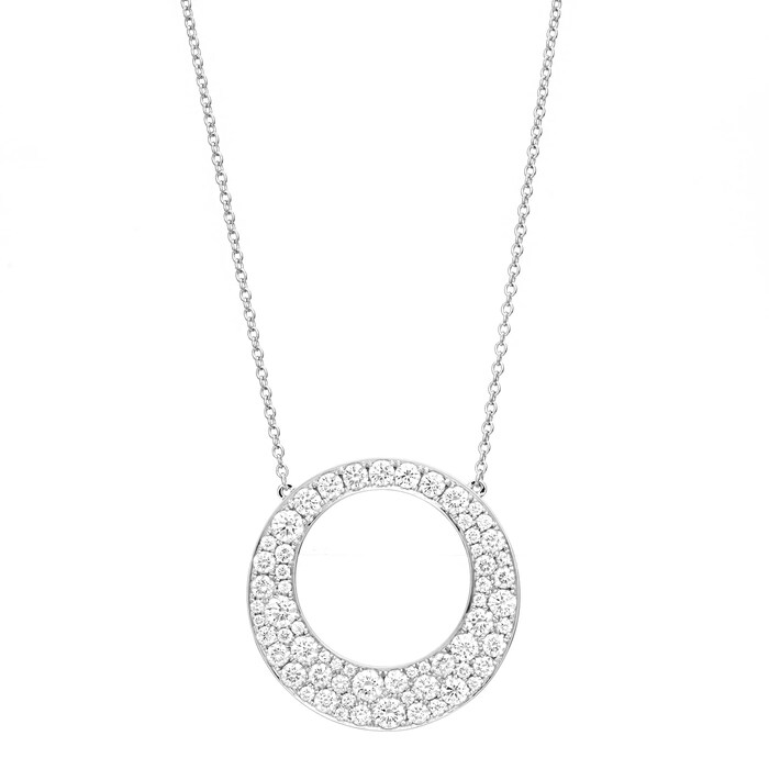 Mayors 18k White Gold 2.00ct Circle Pave Pendant