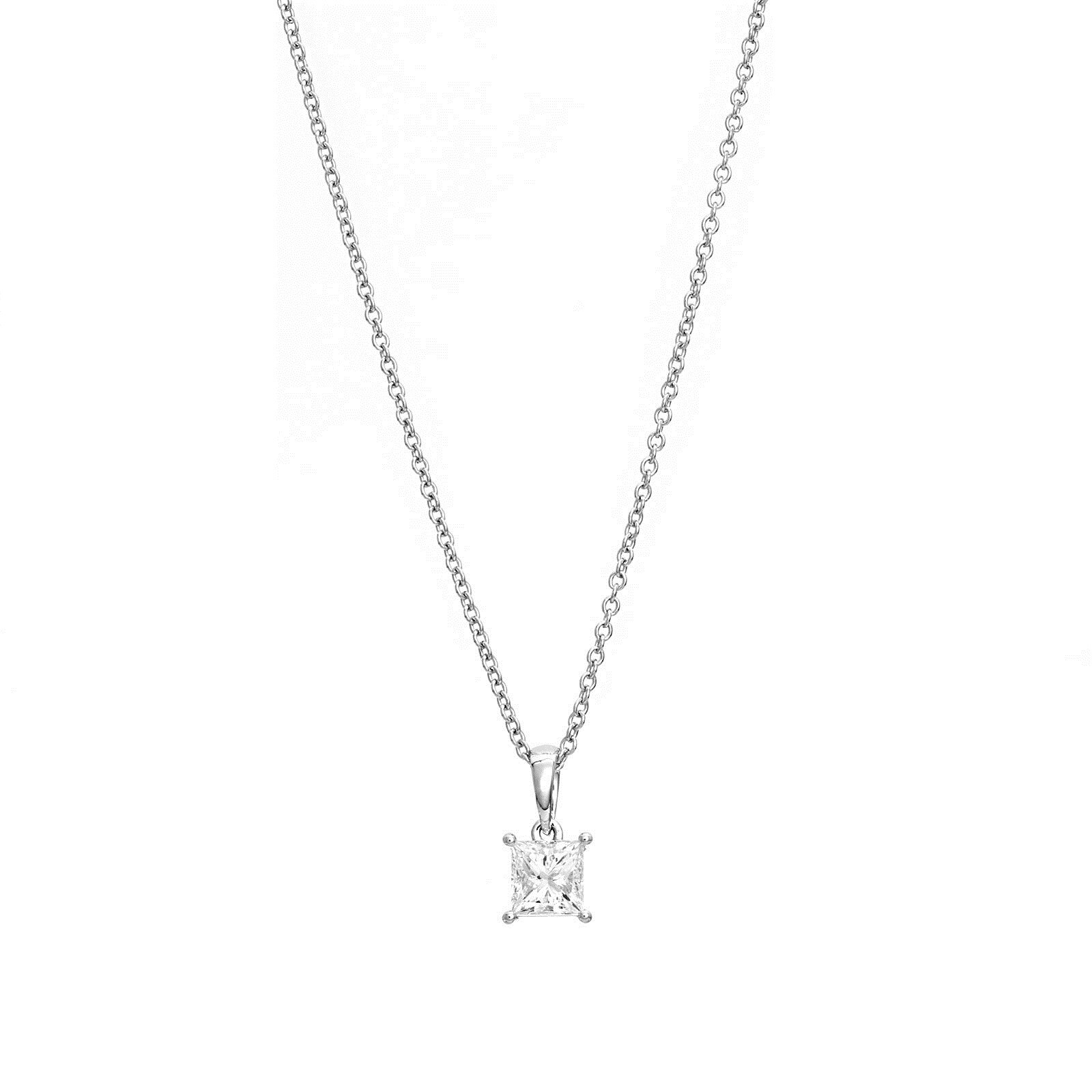 Mayors 18ct White Gold 0.70ct Princess Cut Classic Pendant