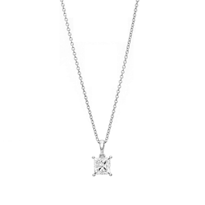 Mayors 18k White Gold 1.00ct Princess Cut Classic Pendant