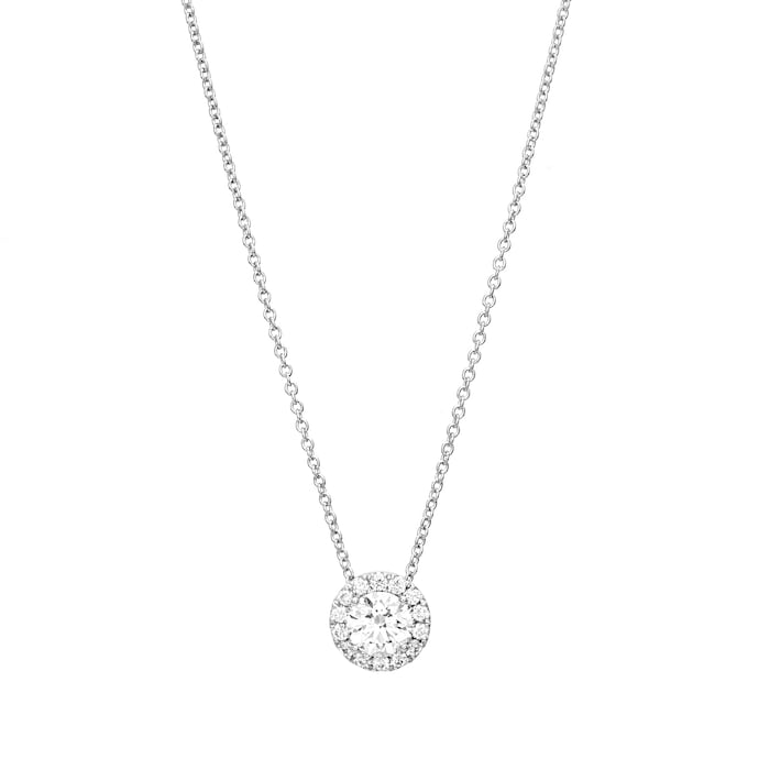 Mayors 18k White Gold 0.96ct Single Halo Pendant