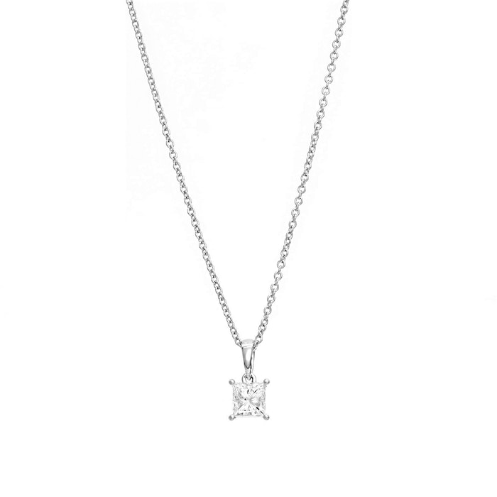 Mayors 18k White Gold 0.70ct Princess Cut Classic Pendant