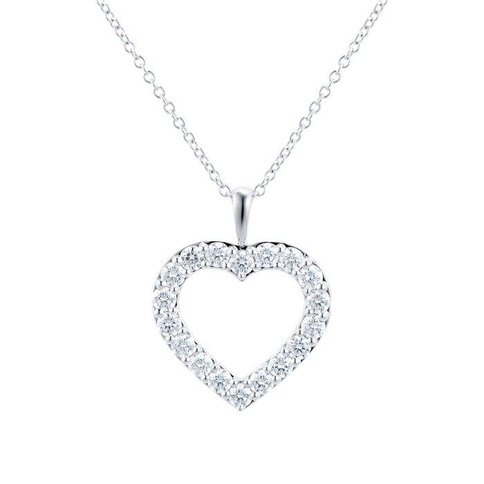 MAYORS 18k White Gold 1.01cttw Diamond Heart Pendant
