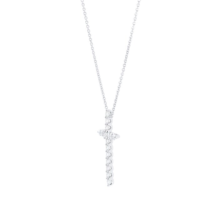 MAYORS 18k White Gold 0.92ctw Large Cross Diamond Diamond Pendant