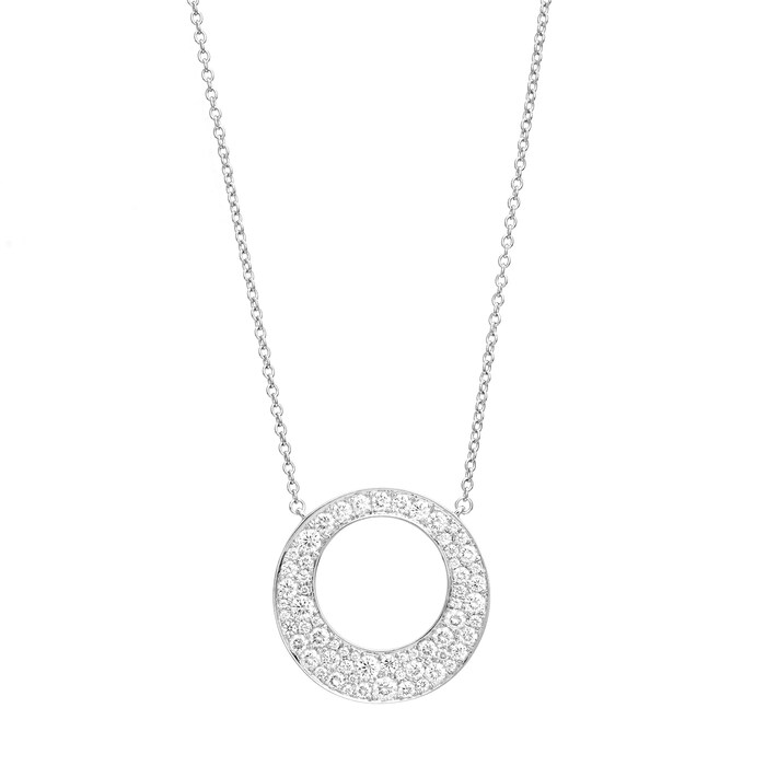 Mayors 18k White Gold 1.01ct Circle Pave Pendant