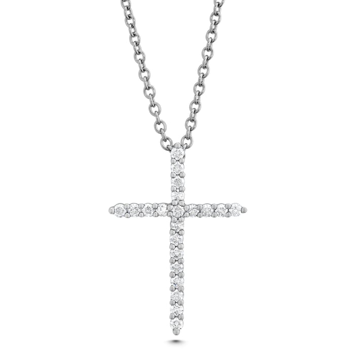 Mayors 18k White Gold 0.17cttw Diamond Cross Pendant