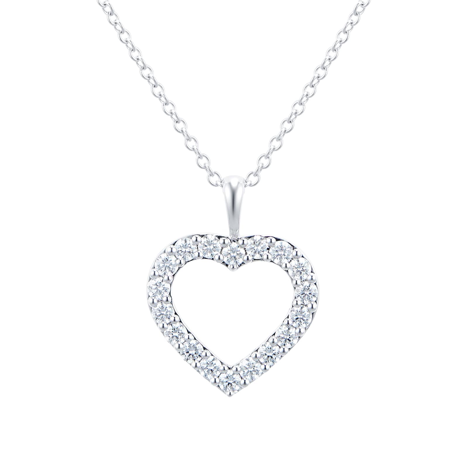 MAYORS 18k White Gold 0.53cttw Diamond Heart Pendant