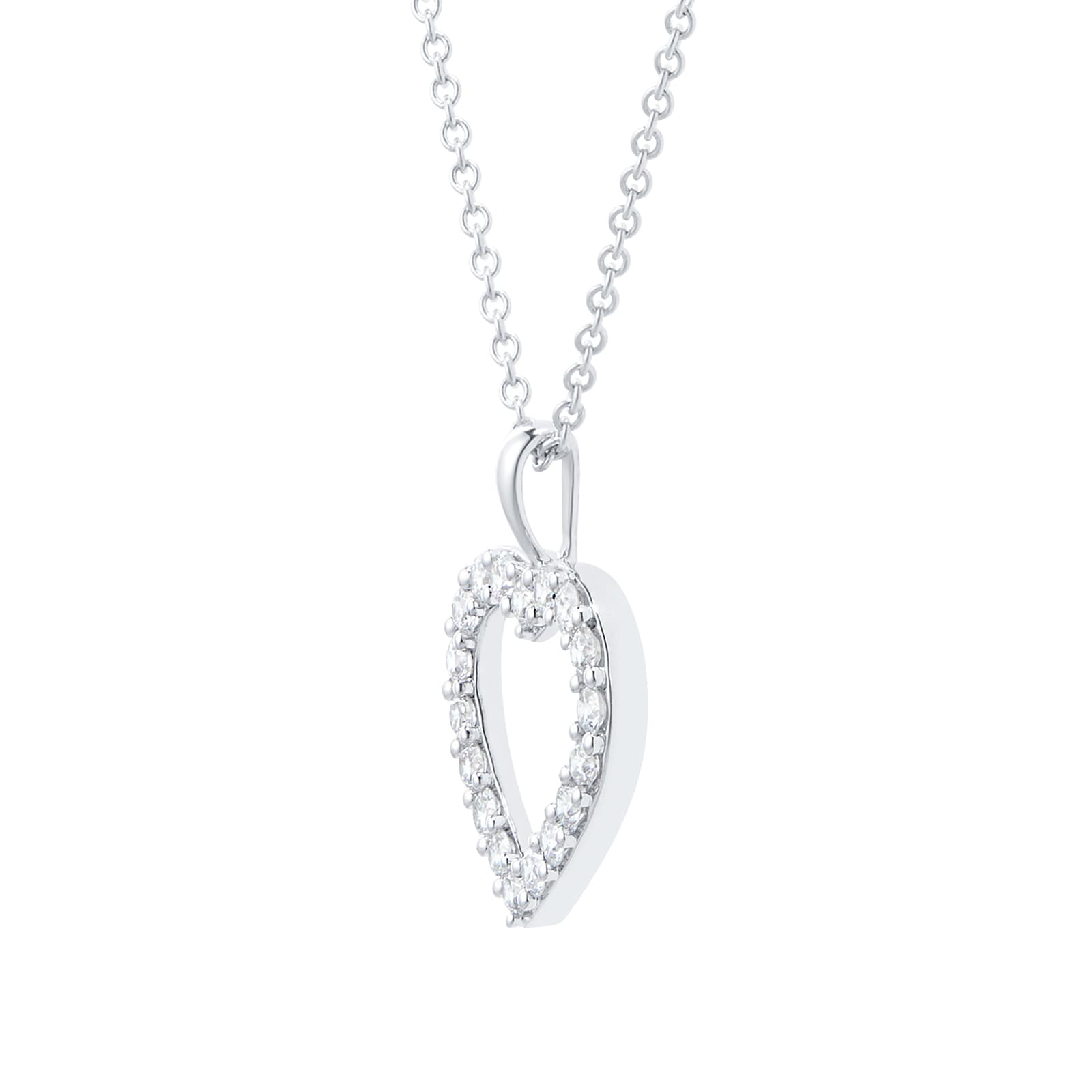 MAYORS 18k White Gold 0.53cttw Diamond Heart Pendant