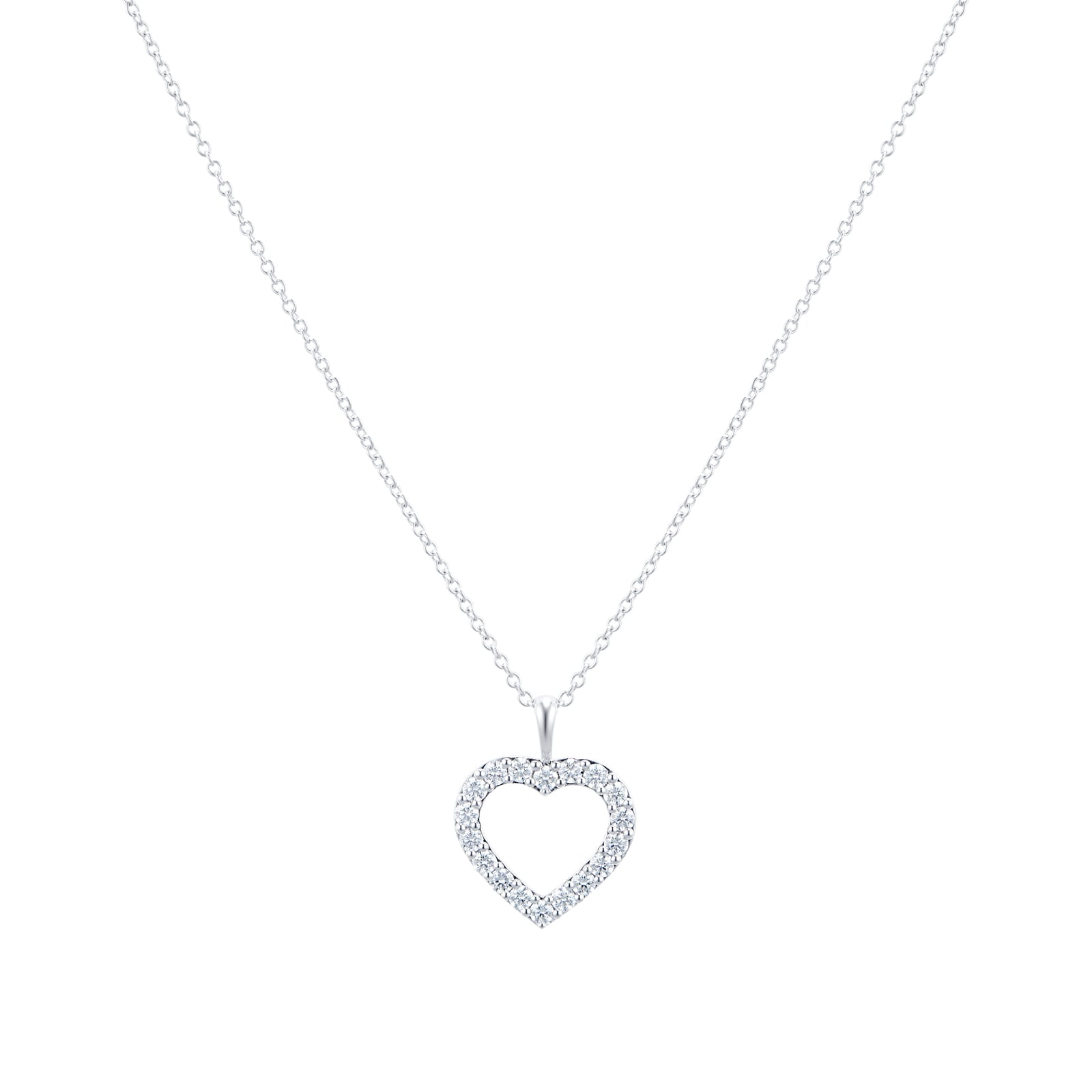 MAYORS 18k White Gold 0.53cttw Diamond Heart Pendant