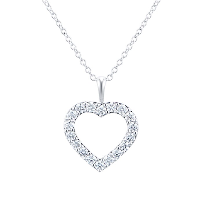 MAYORS 18k White Gold 0.55cttw Diamond Heart Pendant