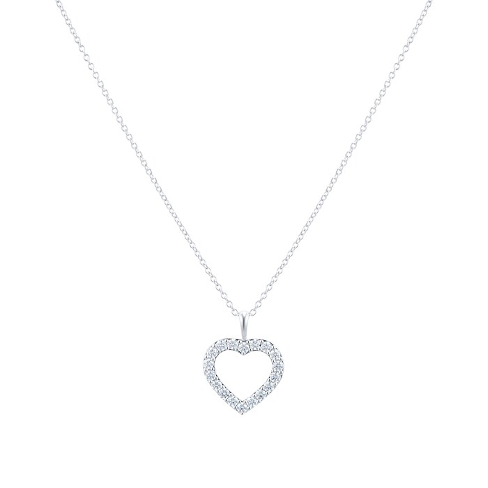 MAYORS 18k White Gold 0.55cttw Diamond Heart Pendant