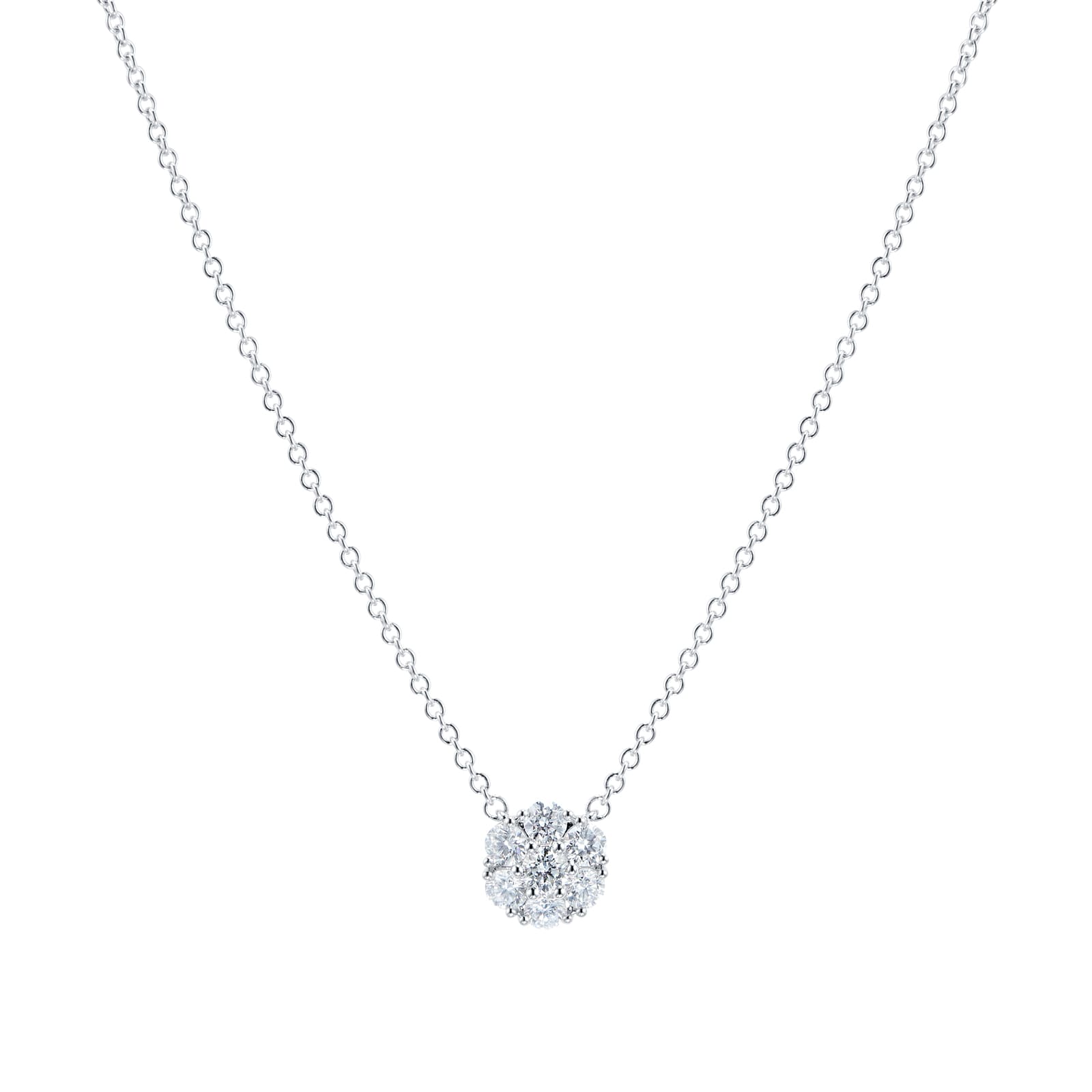 Mayors 18k White Gold 0.45cttw Diamond Cluster Necklace