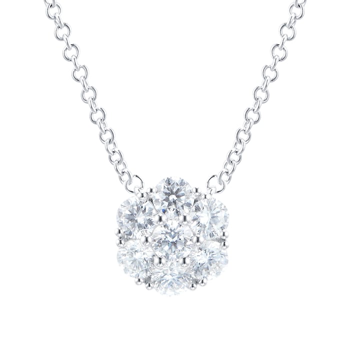 Mayors 18k White Gold 0.70cttw Diamond Cluster Necklace